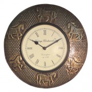 Brass Wooden Antique Wall Clock - 12 inch